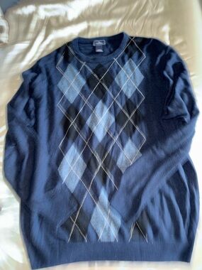 Dockers Men's Navy Blue Argyle Crewneck Sweater